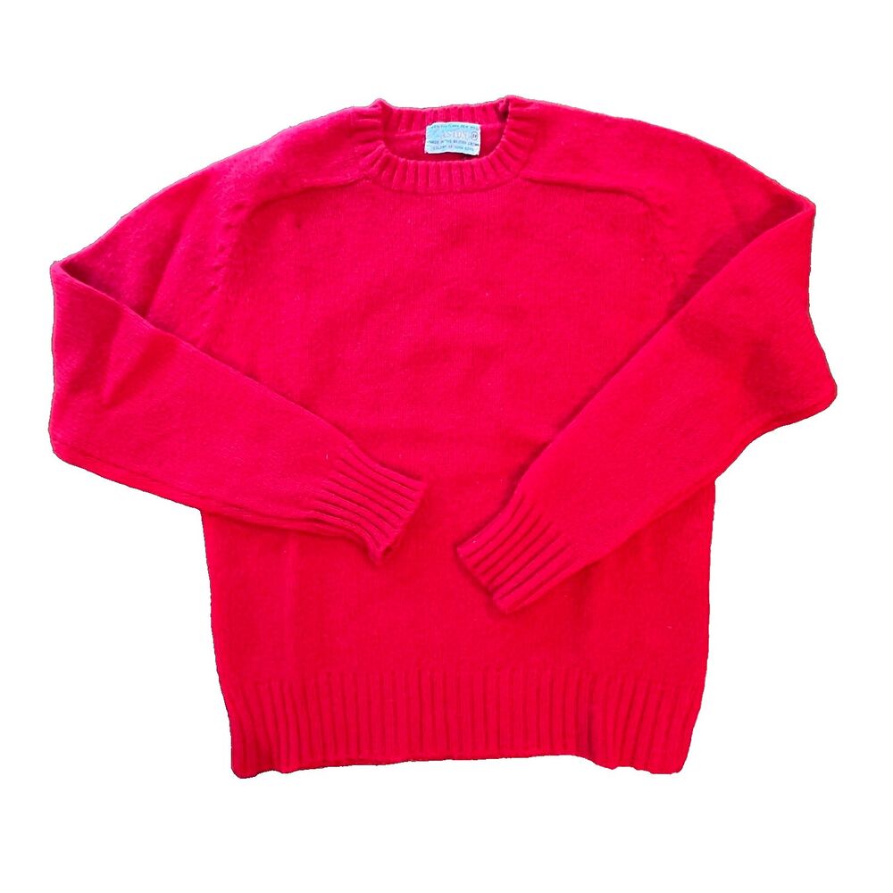 Vintage Aston 100% Shetland Wool crewneck sweater red size 38 Made in Hong Kong